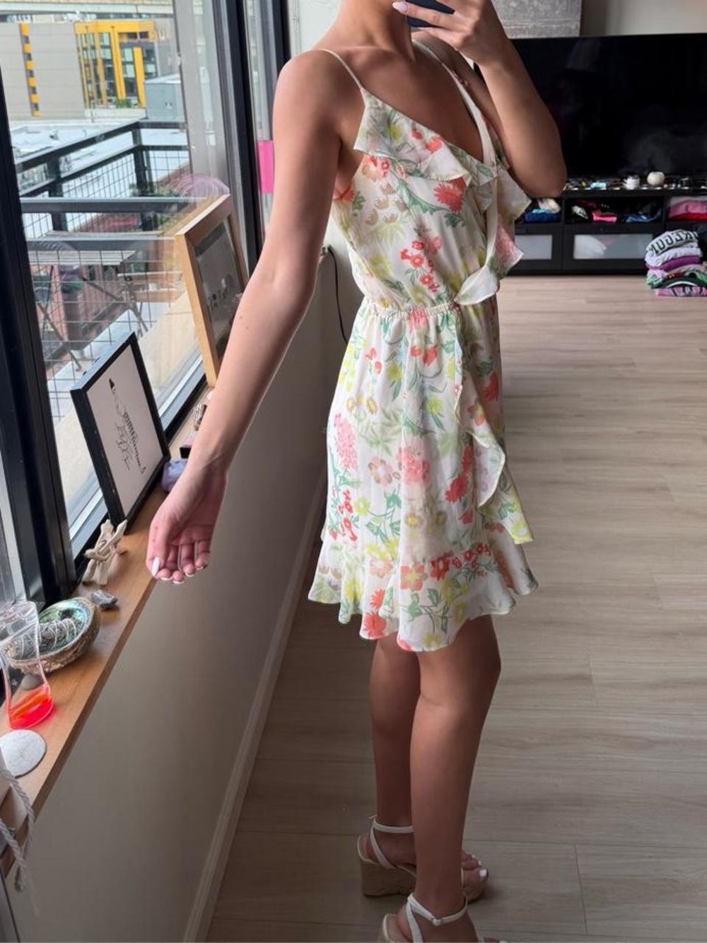 Maurices White Floral V-Neck Spaghetti-Strap Mini Dress - Picture 4 of 8